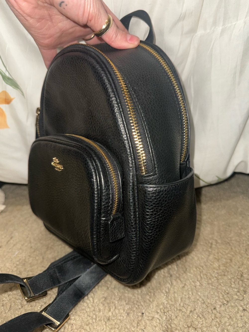 Coach Black Pebbled Leather Mini Backpack with Gold Hardware - Picture 3 of 8